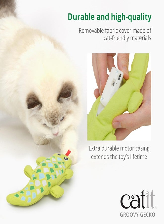Catit Groovy Gecko Interactive Cat Toy - Flopping Motion Toy with Catnip & Silvervine, USB Rechargeable, Motion Sensor, Washable Cover - Green - Image 5