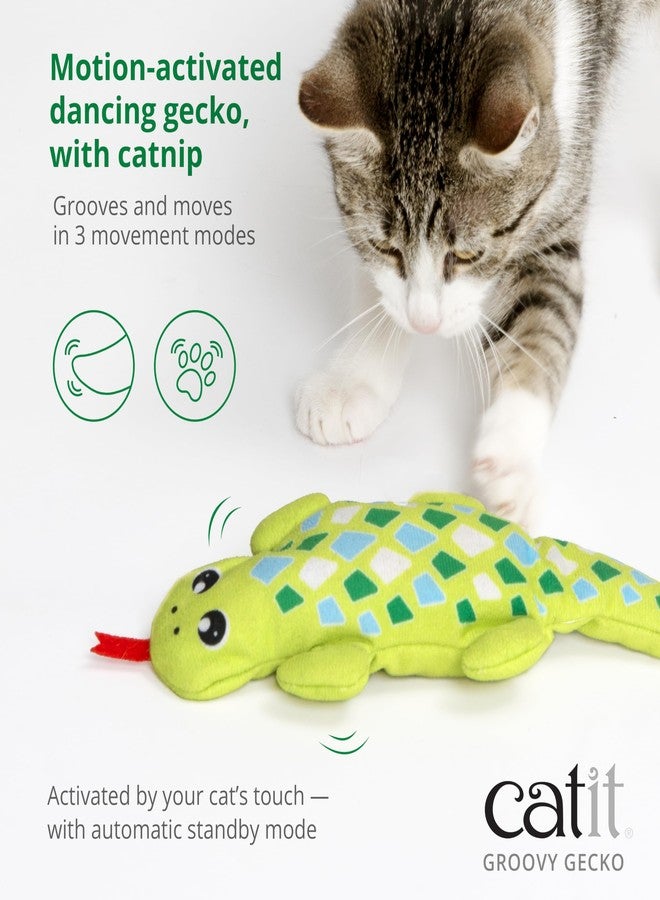 Catit Groovy Gecko Interactive Cat Toy - Flopping Motion Toy with Catnip & Silvervine, USB Rechargeable, Motion Sensor, Washable Cover - Green - Image 3