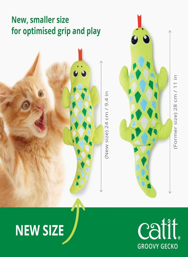 Catit Groovy Gecko Interactive Cat Toy - Flopping Motion Toy with Catnip & Silvervine, USB Rechargeable, Motion Sensor, Washable Cover - Green - Image 2