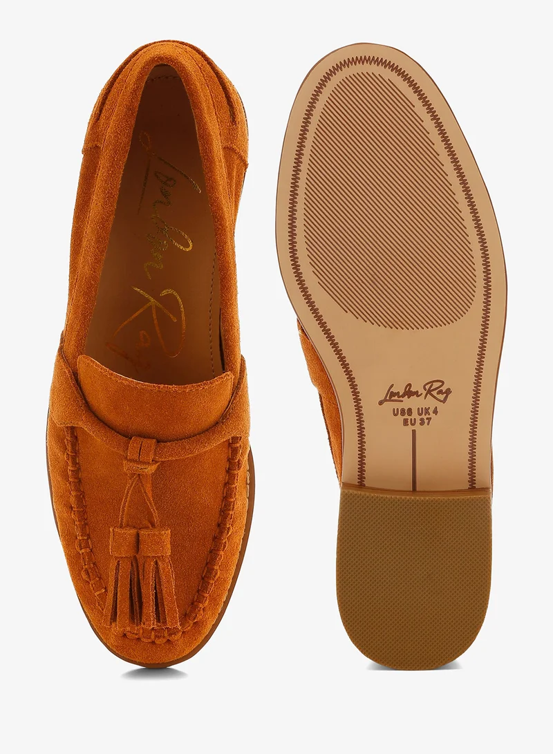 London Rag  Tassels Detail Suede Loafers for Women | Best Price UAE