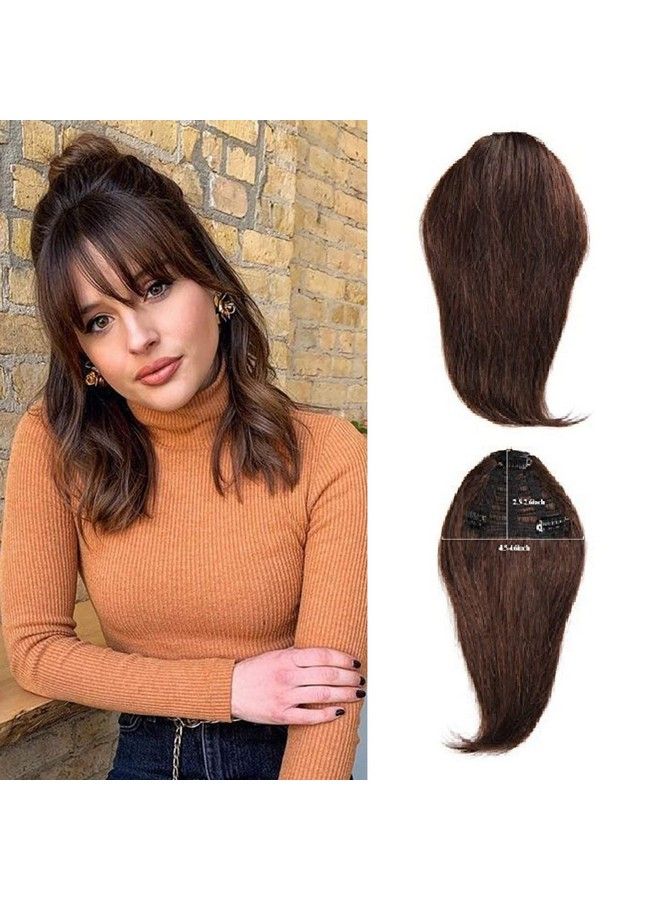Rapidsflow وصلات شعر صناعية أمامية مع غرة شعر بدون قص للنساء والفتيات باللون الأسود (بني غامق) - Image 1
