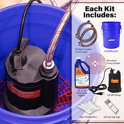 Chromex Tankless Water Heater Flush Kit with Certified Liquid Descaling Solution and Right Angle Inlet Hoses & 1/6HP Extra Strength Pump - Image 5