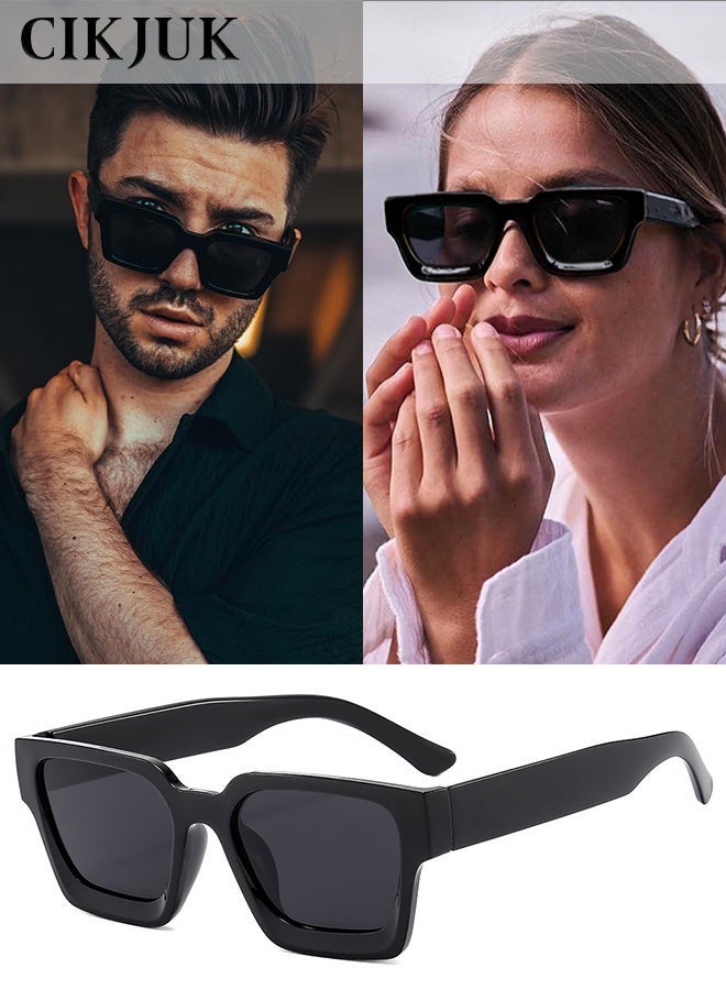 CIKJUK Square Sunglasses Men Women Retro Classic Sun Glasses Leisure  Men's Women's Sunglass UV Protection Shades Retro Eyewear Man Sun Glas Black - Image 1