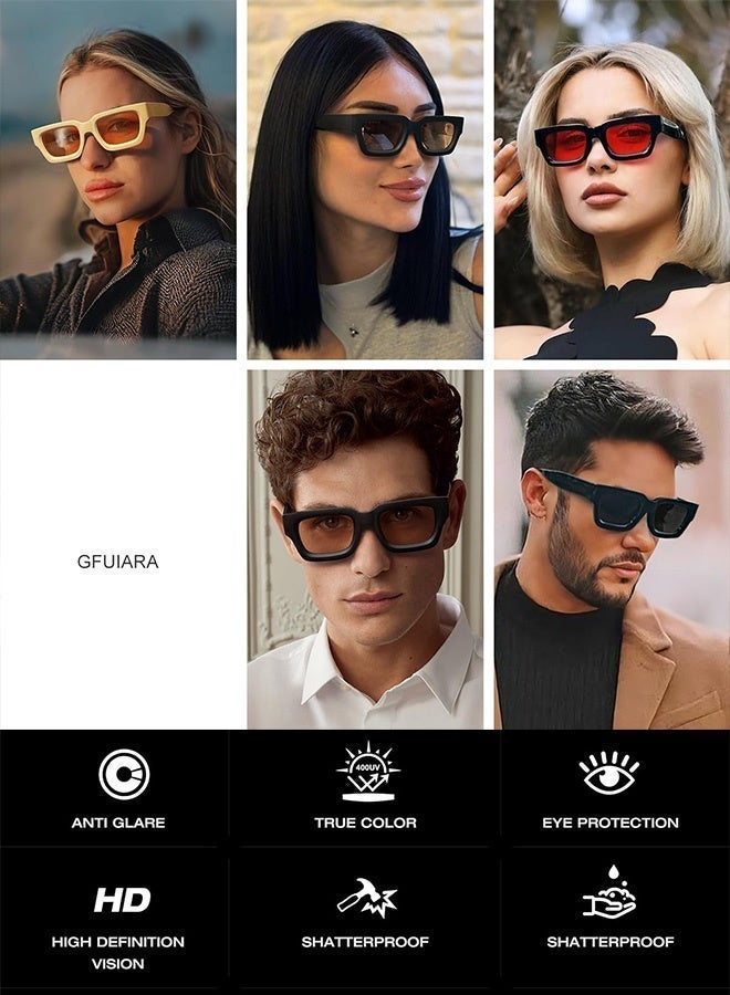 CIKJUK Square Sunglasses Men Women Retro Classic Sun Glasses Leisure  Men's Women's Sunglass UV Protection Shades Retro Eyewear Man Sun Glas Black - Image 3