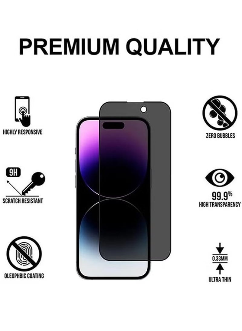 بريمو بلس لاصقة حماية للشاشة للحفاظ على الخصوصية مضادة للتجسس من الزجاج المقوى لهاتف أبل آيفون 14 برو ماكس أسود - Image 5