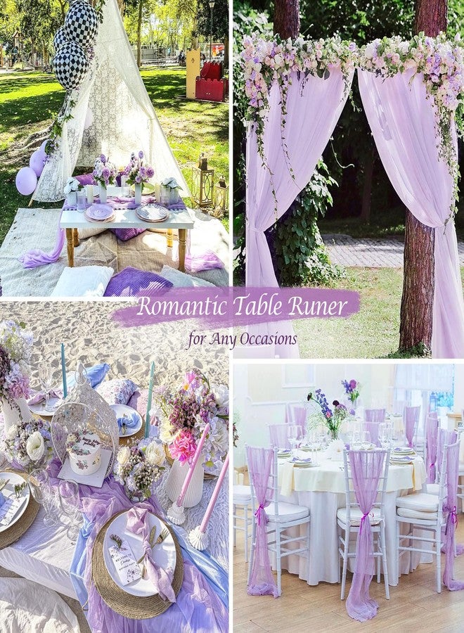 BLUETOP Lilac Purple Cheese Cloth Table Runner Boho Romantic 10ft Gauze Cheesecloth Table Runner for Baby Shower Decoration Wedding Bridal Shower Summer Spring Table Decor - Image 5