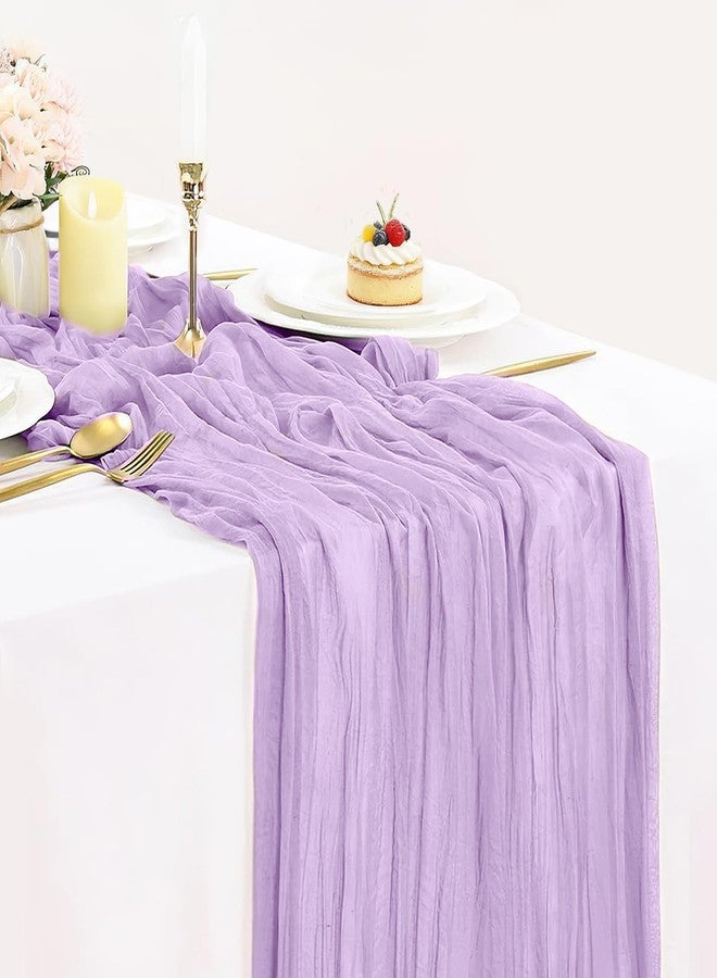 BLUETOP Lilac Purple Cheese Cloth Table Runner Boho Romantic 10ft Gauze Cheesecloth Table Runner for Baby Shower Decoration Wedding Bridal Shower Summer Spring Table Decor - Image 1