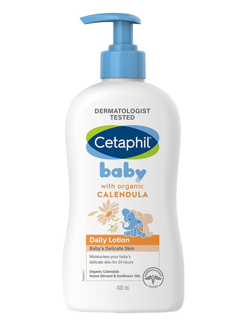 سيتافيل لوشن يومي للأطفال، مرطب لطيف للوجه والجسم مع آذريون عضوي للبشرة الحساسة للأطفال، لوشن جسم غير معطر 400 مل