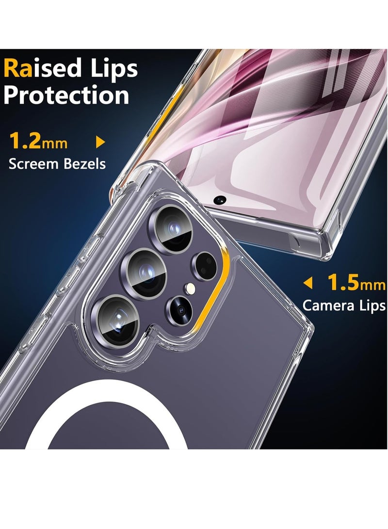 إلترازون Samsung S24 Ultra Case, [Samsung Galaxy S24 Ultra Case w/Screen Protector] Magnetic Shockproof Drop Protective Translucent Matte Back Phone Bumper Cover,Clear - Image 4