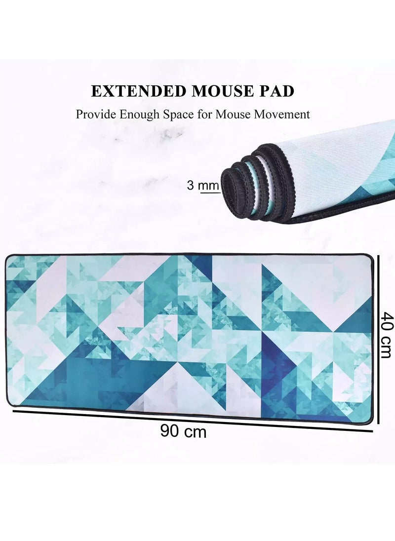 Gaming Mouse Pad Green Crystal - Extra large for Keyboard & Mouse - Size 90 X 40 CM