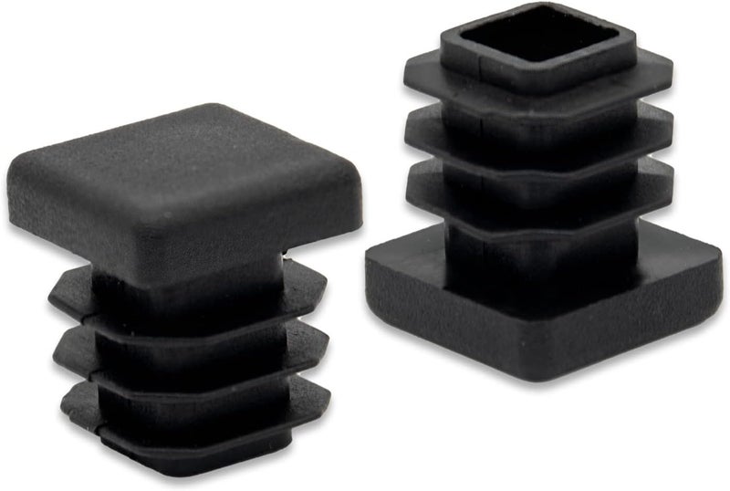 Flyshop 15 x 15 mm, 19/32" x 19/32" OD Square Tubing End Caps Black Plastic Pipe Tube Plugs Chair Glide Insert 8 Pack - Image 1