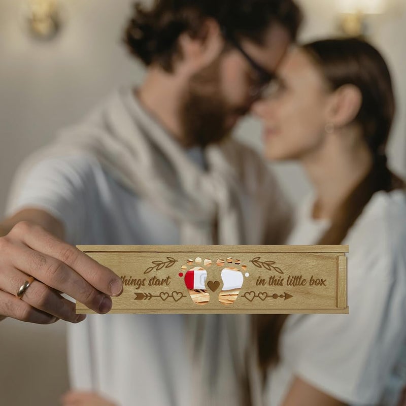 Demand-based stock planning CHGCRAFT Pregnancy Test Keepsake Box Love Hollow Footprints Wooden Push Pull Pregnancy Announcement Gifts Box with Raffia Ribbon Announcement Gifts for Dad Husband, 8x2x1.2inch Oil resistant Ready post purchase fulfill Upgraded quality Versatile application Light & sturdy Low wear optimized build Repeated use friendly design Multi item matching Worldwide simple practical design Elegant practical design Regulated warehouse storage Easy lifting build Nationwide courier network Multi usage Indoor outdoor all-purpose fit Multiple local stock source Dust proof Local licensed courier Varied size selections Safe approved storage space Strategic warehouse site Easy transit optimized build Batch uniform stable quality Growing order stock support - Image 5