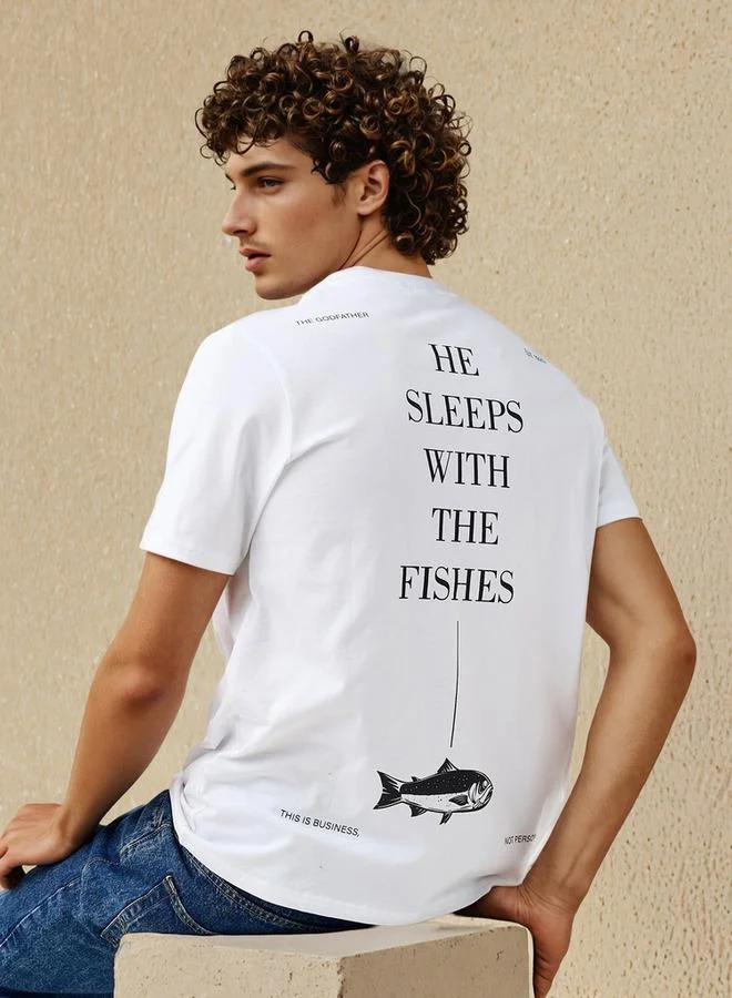 SP Characters Men Crew Neck Short Sleeves Godfather Print T-shirt