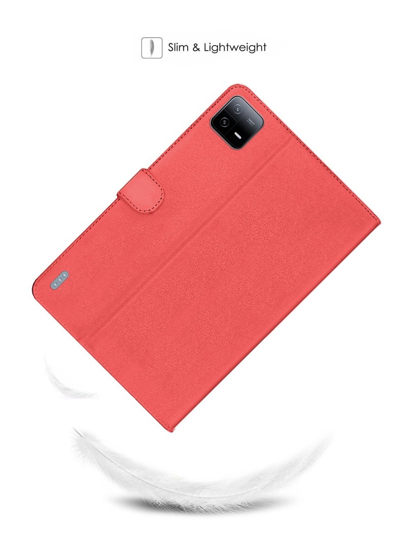 OMAKER Premium Quality Leather Smart Flip Case Full Protective Cover With Magnetic Stand For Xiaomi Pad 6 / Pad 6 Pro 11 Inch 2023  – Red - Image 4