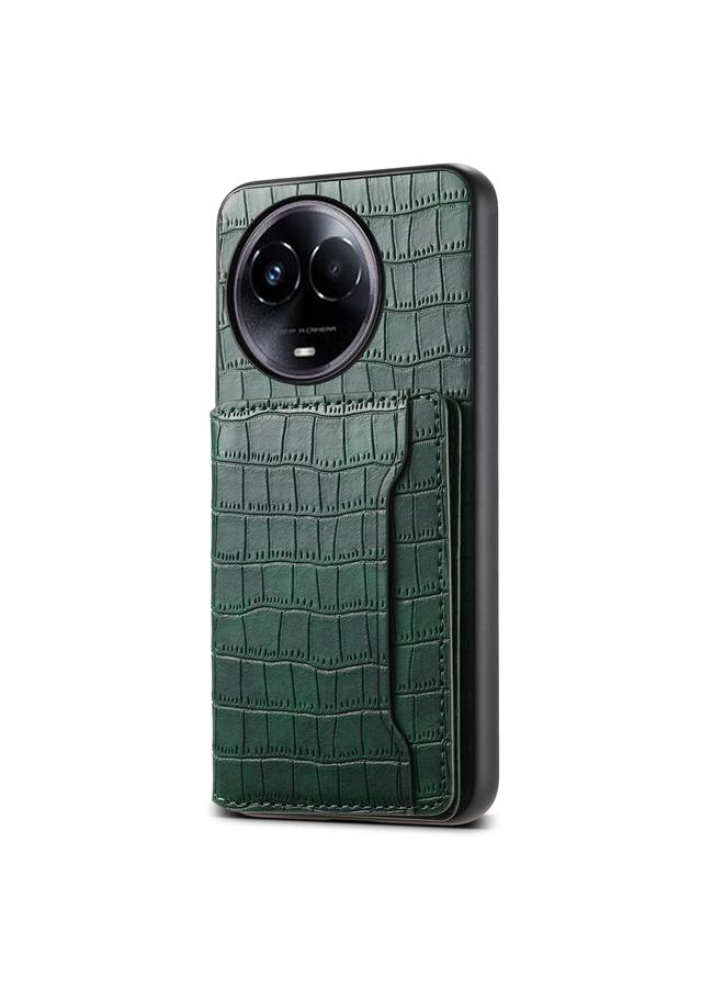 Denior Case For Realme 11 5G Crocodile Texture Card Bag Design Full Coverage Phone Case - Image 1