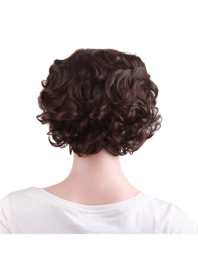 MapofBeauty 11.8 Inch/30 cm Special Elderly Short Curly Fashion Wigs(Dark Brown) - Image 4