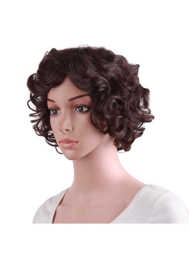 MapofBeauty 11.8 Inch/30 cm Special Elderly Short Curly Fashion Wigs(Dark Brown) - Image 3