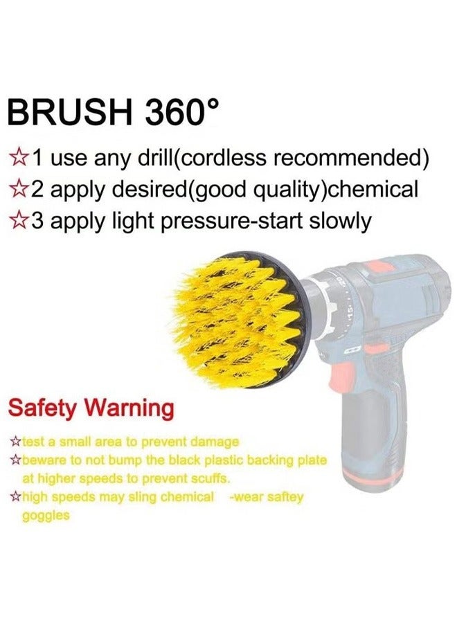 3-Piece Car Tire Electric Drill Brush With Attachment Tub Cleaner Scrubber Set，Black/Yellow - Image 4