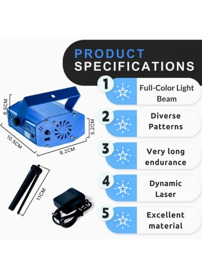 Red & Green LED Laser Light Projector with 12 Moving Patterns, Tripod Stand, USB Power - Image 3
