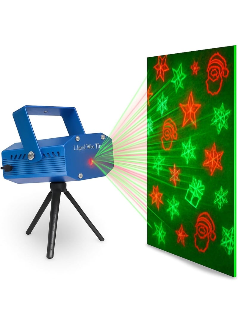 Red & Green LED Laser Light Projector with 12 Moving Patterns, Tripod Stand, USB Power - Image 1