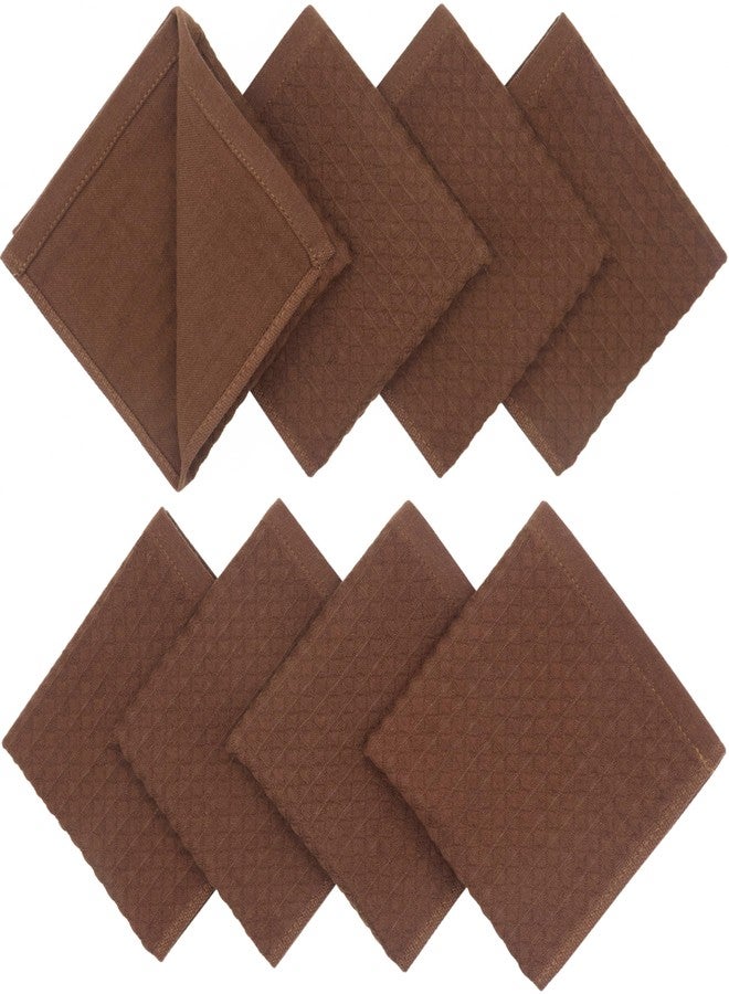 HFGBLG Double Deck Cleaning Rags Dish Cloths for Washing Dishes, Cotton Dish Rags Set of 8, Soft and Absorbent Wash Cloths Dish Towels for Kitchen,12 Inch x 12 Inc (Brown) - Image 3