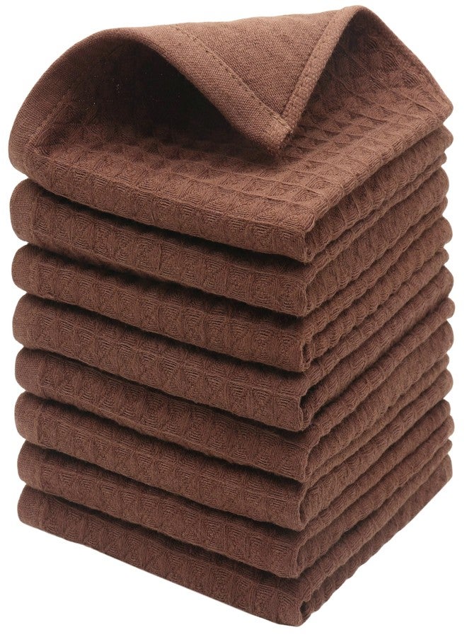 HFGBLG Double Deck Cleaning Rags Dish Cloths for Washing Dishes, Cotton Dish Rags Set of 8, Soft and Absorbent Wash Cloths Dish Towels for Kitchen,12 Inch x 12 Inc (Brown) - Image 1