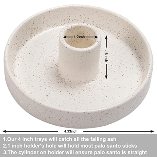 HOCUROAY Palo Santo Holder, Ceramic Incense Holder for Palo Santo Sticks, Scent Wood Stand and Ash Catcher, Simple, Sturdy and Well Made Incense Burner, Cozy Speckled White - Image 2