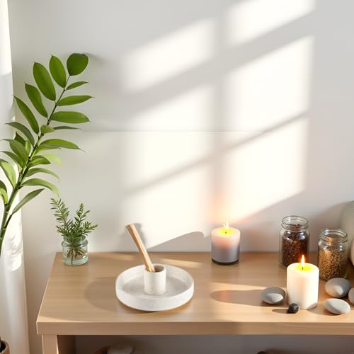 HOCUROAY Palo Santo Holder, Ceramic Incense Holder for Palo Santo Sticks, Scent Wood Stand and Ash Catcher, Simple, Sturdy and Well Made Incense Burner, Cozy Speckled White - Image 5