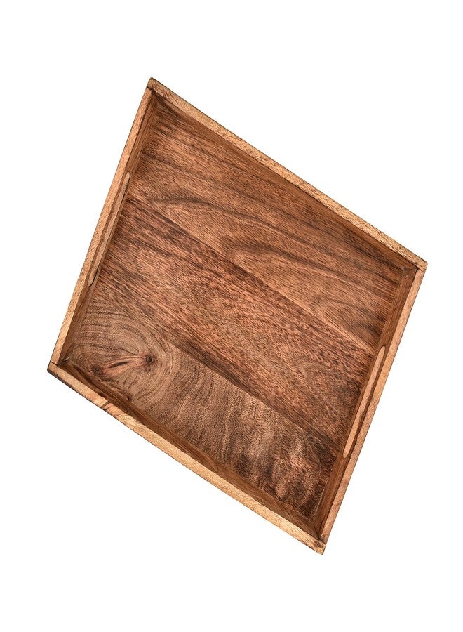 Kaizen Casa Serving Trays Mango Wood Rectangular Serving Tray with Handles Breakfast in Bed, Lunch, Dinner, Appetizers for Parties or Bed Tray Home It (14" x 11" x 2") - Image 4