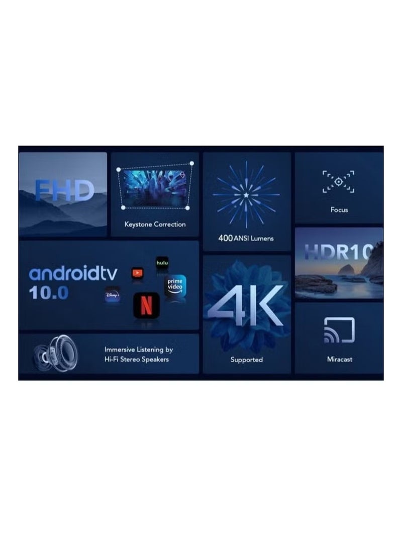 NH Upgrade Portable Projector 400ANSI 1080P Full HD 5G&2.4G Dual WiFi BT5.0 HIFI Speaker Built-in Android OS - Image 4