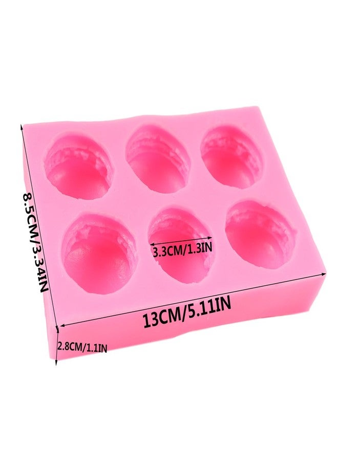 QDMOLDS قوالب سيليكون ثلاثية الأبعاد للماكارون من كيو دي مولدز، 6 تجاويف، قوالب ماكارون، هامبرغر، فوندان، قوالب حلوى الشوكولاتة لتزيين الكيك، زينة الكب كيك، طين بوليمر، عجينة سكر، صابون صغير، كرات استحمام فوارة - Image 2