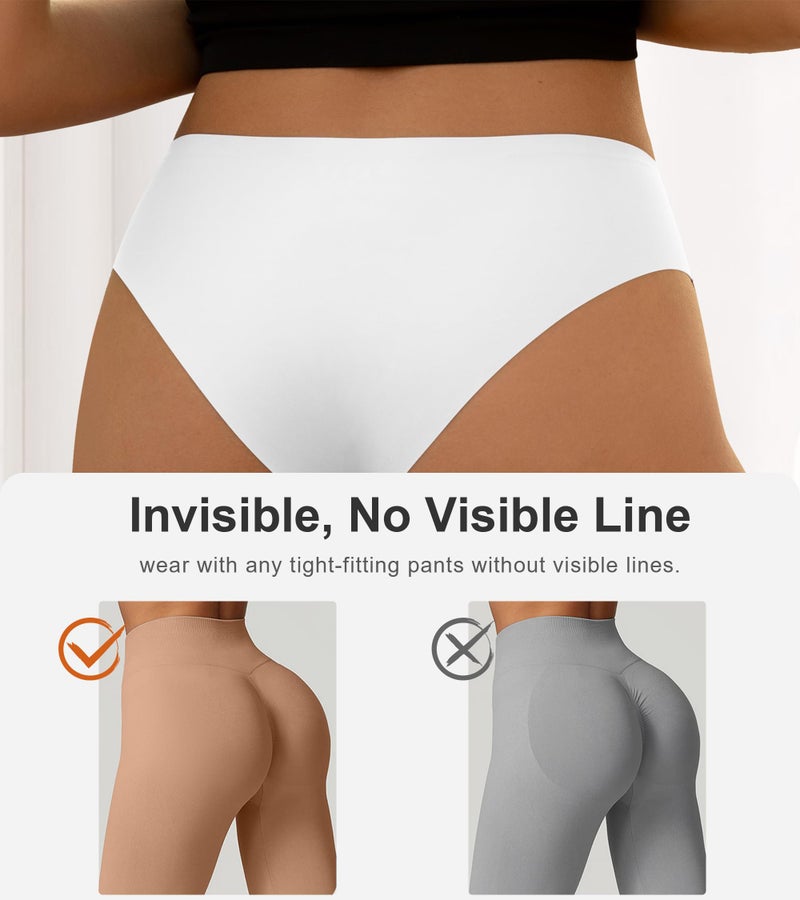 DEANGELMON Seamless Underwear for Women No Show Bikini Panties Comfortable Stretch Invisible Ladies Hipster Briefs 6 Pack Large - Image 3