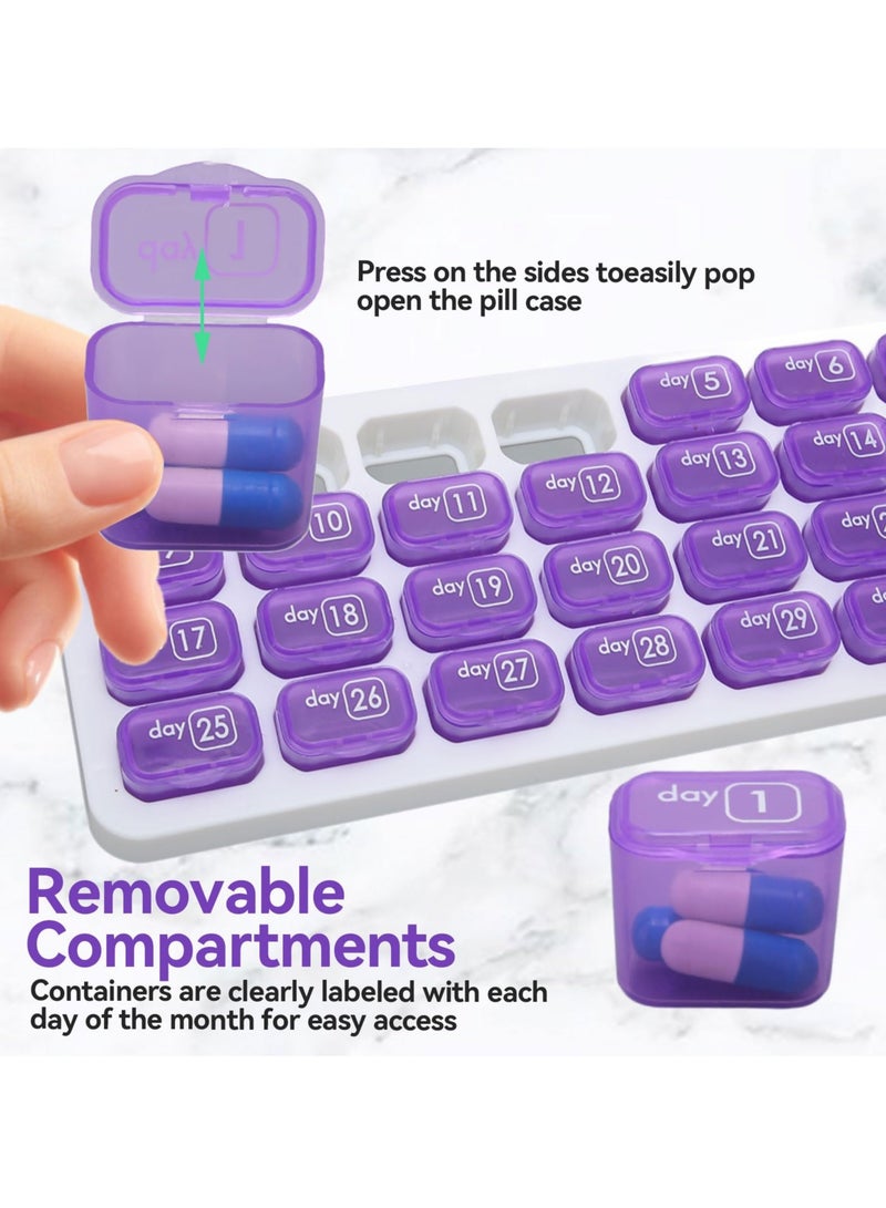 SOLARAE Daily Pill Organizer, Monthly Pill Organizer Box, Portable Pill Organizer Box for 31 Days, Removable Medication Pod, Travel Pill Case for Vitamins, Cod Liver Oil, Supplements and Medication - Image 5