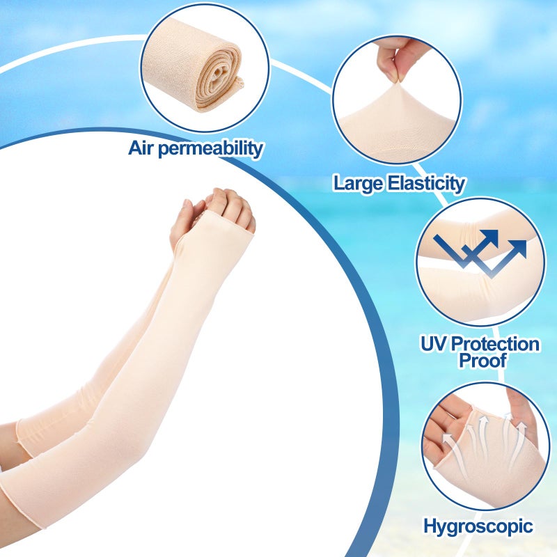 Bememo 4 Pack Sun Protection UV Gloves Sun Block Driving Fingerless Gloves Wrist Length Cotton for Women Men - Image 4