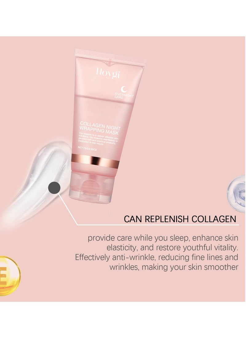 Hoygi Collagen Night Wrapping Peel Off Facial Mask - Overnight Sleeping Mask For Elasticity & Hydration Care, Reduces Sagging & Dullness - Collagen Extract For Radiant Skin 75g - Image 5