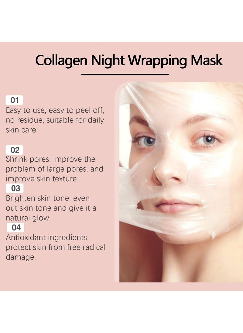 Hoygi Collagen Night Wrapping Peel Off Facial Mask - Overnight Sleeping Mask For Elasticity & Hydration Care, Reduces Sagging & Dullness - Collagen Extract For Radiant Skin 75g - Image 3