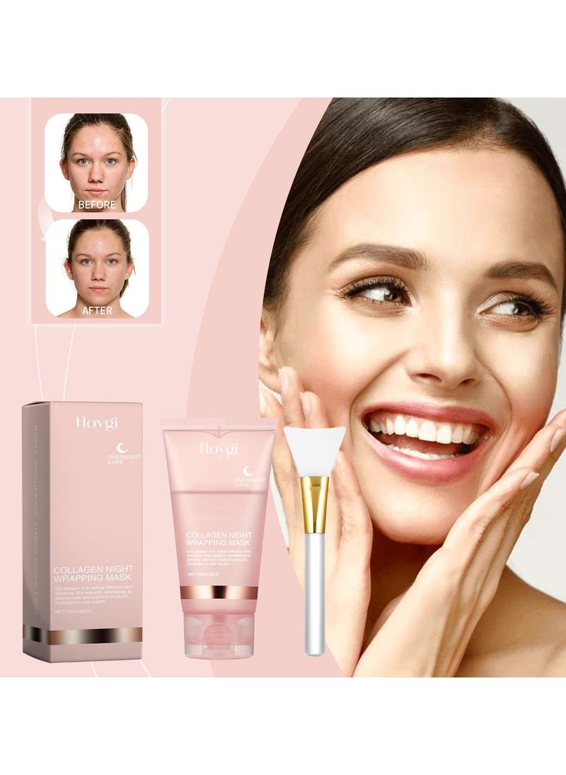 Hoygi Collagen Night Wrapping Peel Off Facial Mask - Overnight Sleeping Mask For Elasticity & Hydration Care, Reduces Sagging & Dullness - Collagen Extract For Radiant Skin 75g - Image 2