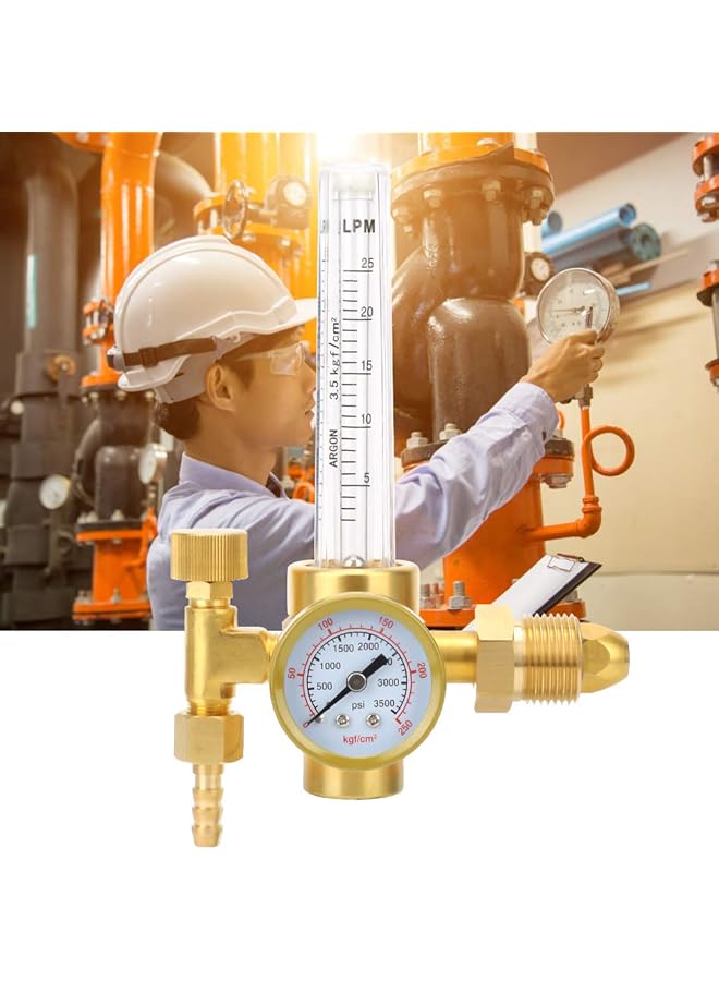 إيروريكس منظم غاز ثاني أكسيد الكربون الأرجون 0-25 لتر/دقيقة منظم أرجون قابل للتعديل مع محول Ga580 0-60 قدم مكعب في الساعة 4000 رطل/بوصة مربعة مؤشر عدم التسرب سهل الفهم لحام Mig Tig - Image 2