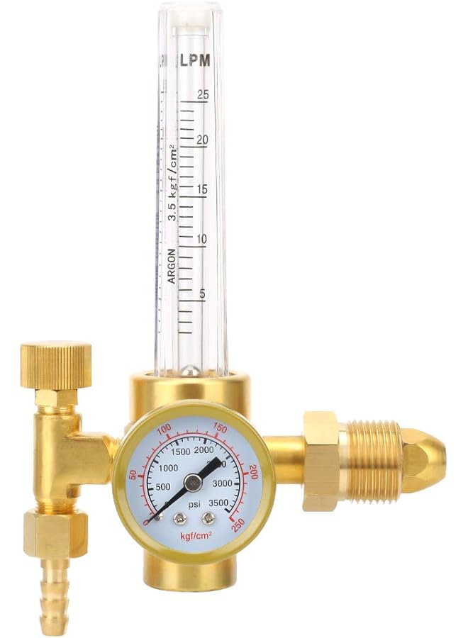 إيروريكس منظم غاز ثاني أكسيد الكربون الأرجون 0-25 لتر/دقيقة منظم أرجون قابل للتعديل مع محول Ga580 0-60 قدم مكعب في الساعة 4000 رطل/بوصة مربعة مؤشر عدم التسرب سهل الفهم لحام Mig Tig - Image 1
