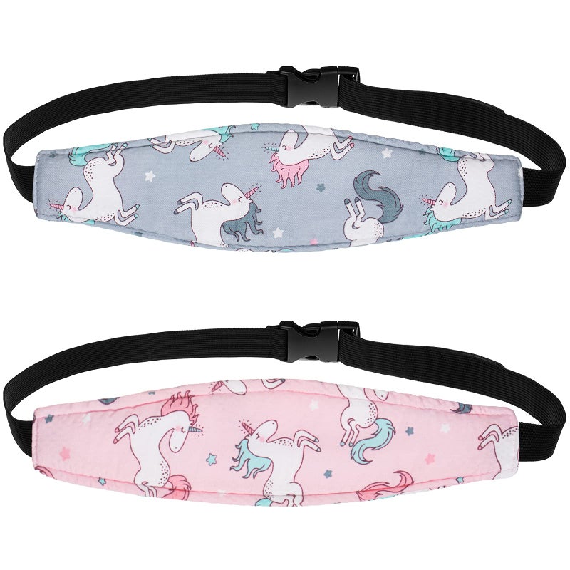 HESTYA 2 Pieces Baby Carseat Head Support Band Strap Headrest Stroller Seat Sleeping Headrest Neck Relief Head Strap Headband for Kids Children Toddler Infant(Unicorn) - Image 1