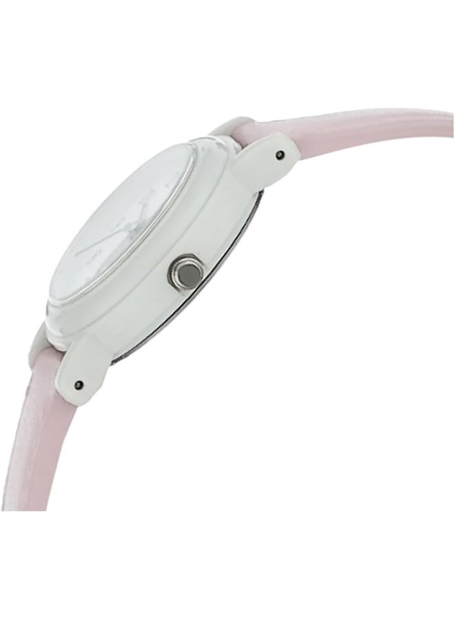 كاسيو ساعة كاسيو نسائية بقرص أبيض وسوار وردي - Image 3