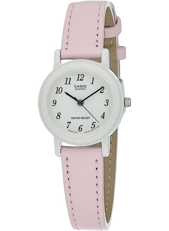 كاسيو ساعة كاسيو نسائية بقرص أبيض وسوار وردي - Image 1