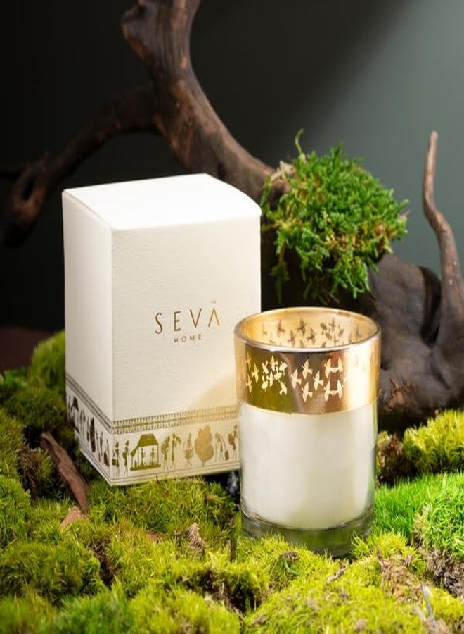 SEVA HOME Enchante Scented Candle - Dil Se (Saffron Silk - Birds) | Warli Art Design | 25H Burn | Natural Soy Wax | Cultural Home Décor & Luxury Gifting - Image 2
