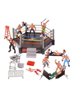 HAPTIME 32 Pcs Wrestling Toys For Kids Mini Wrestlers Playset With 12 Wrestling Action Figures 2 Wrestling Ring Many Realistic Accessories Birthday Gift For Boys And Girls Great For Cake Toppers  - Image 2