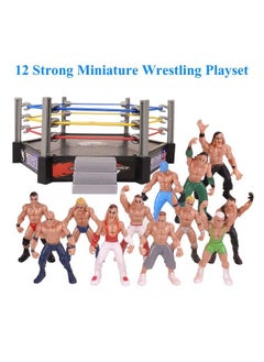 HAPTIME 32 Pcs Wrestling Toys For Kids Mini Wrestlers Playset With 12 Wrestling Action Figures 2 Wrestling Ring Many Realistic Accessories Birthday Gift For Boys And Girls Great For Cake Toppers  - Image 4
