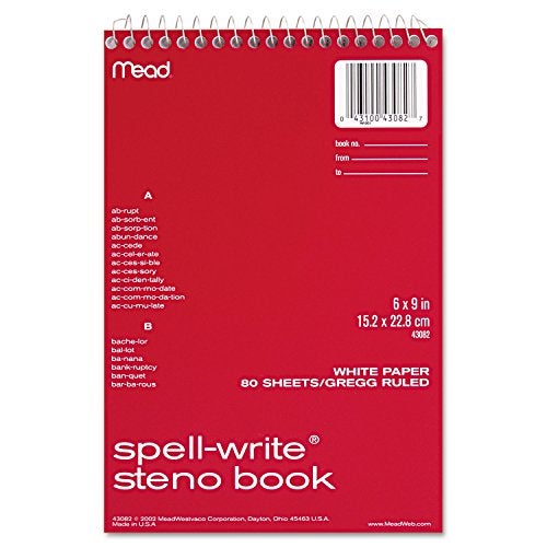 Mead Spell-Write Steno Book, Gregg Rule, 6 x 9 Inches, White, 80 Sheets (MEA43082) - Image 1