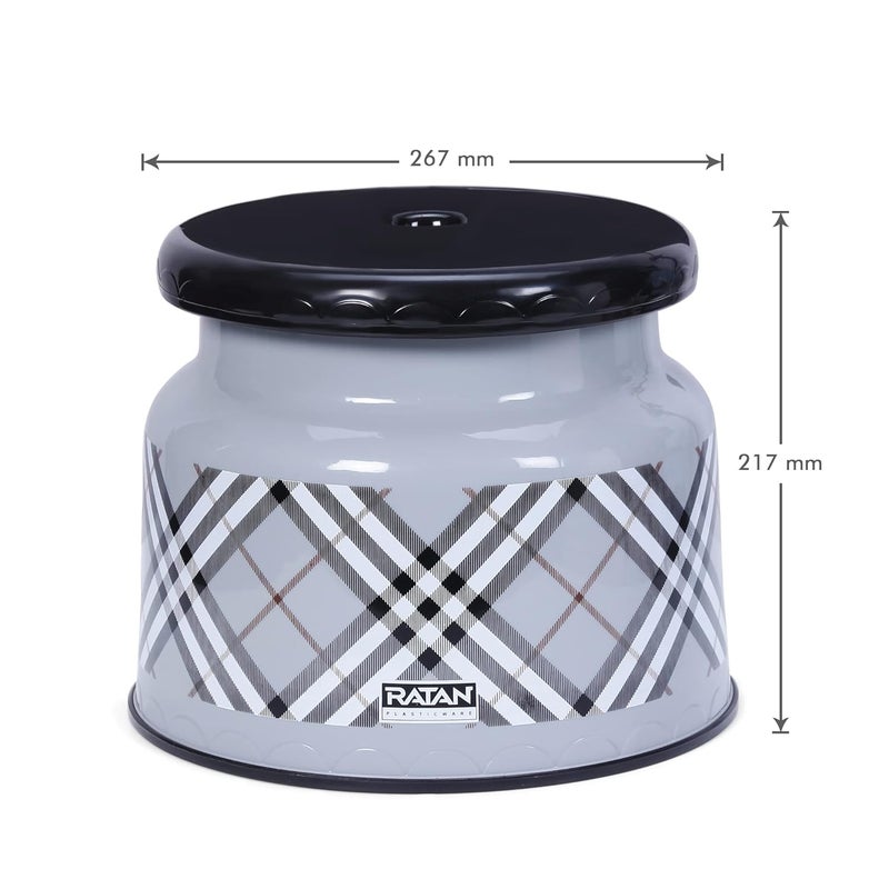 RATAN PLASTICWARE Plastic Bathroom Set of 3 Combo 18L Bucket x 1 1L Mug x 1 Nova Patla Stool 107 x 1 Bath Sets for Home Kitchen Hotels Hostel Hospital Frosty Checks Print Grey - Image 4