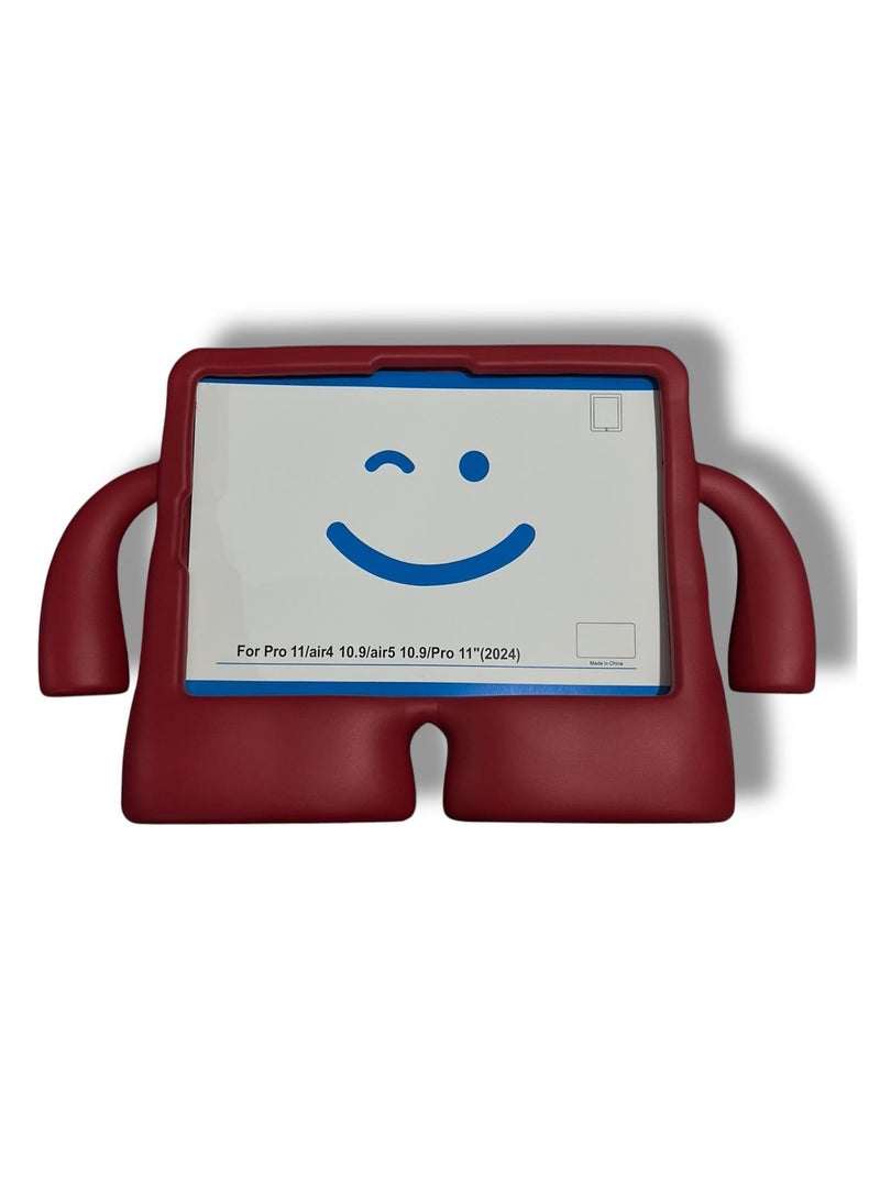 Case for iPad Pro 11 inch M4 Case 2024, Shockproof Rugged Protective Cover for Kids Girls Boys ( Dark Red) - Image 3