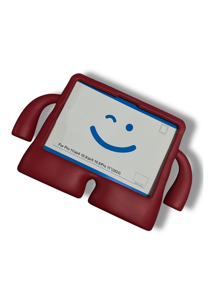 Case for iPad Pro 11 inch M4 Case 2024, Shockproof Rugged Protective Cover for Kids Girls Boys ( Dark Red) - Image 1