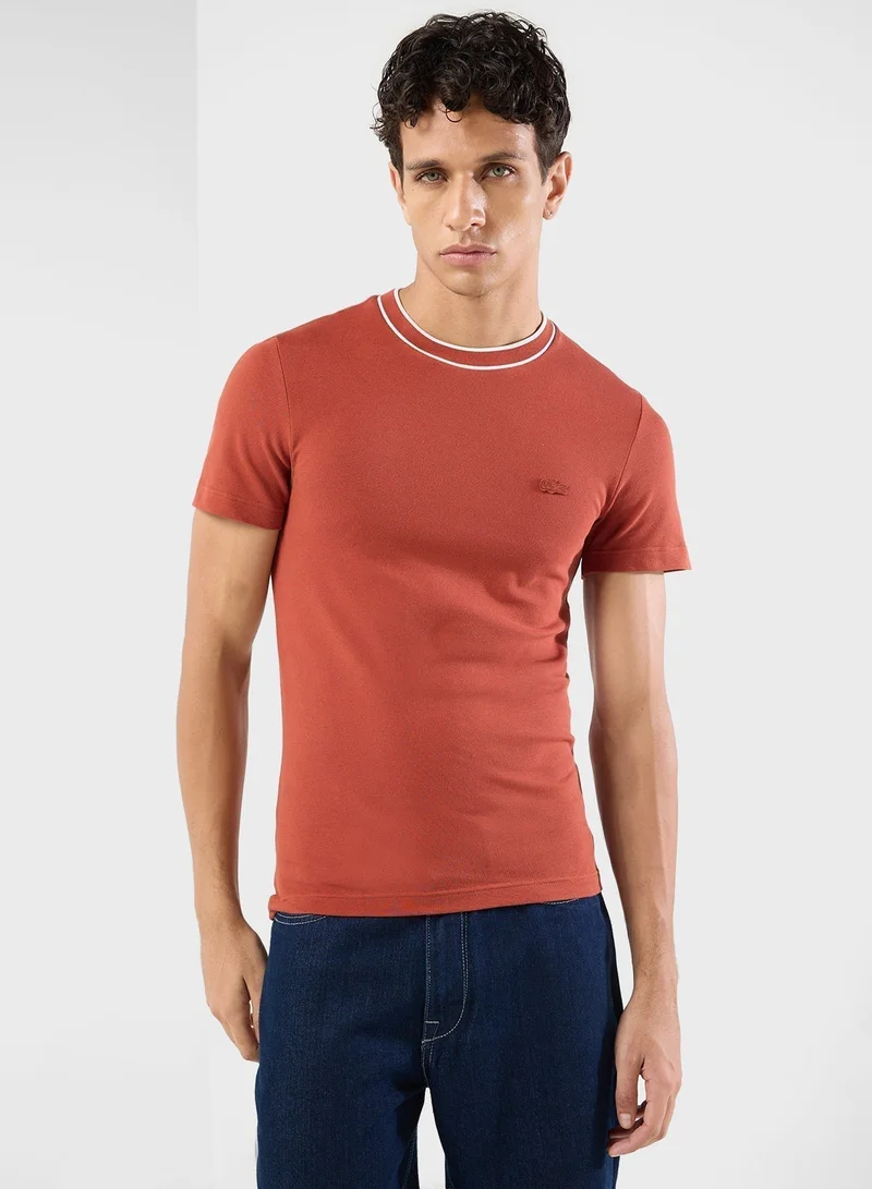 LACOSTE Logo Graphic Crew Neck Short Sleeve T-Shirt